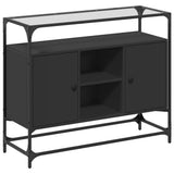 Sideboard with Glass Top Black 98x35x81 cm Engineered Wood 846069