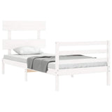 Bed Frame without Mattress White 90x200 cm Solid Wood 3195077