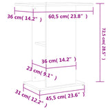 ZNTS Aquarium Stand Grey Sonoma 60.5x36x72.5 cm Engineered Wood 833645