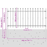 Spike Fence Asten Black 200 x 150 cm Powder-Coated Steel 42030082