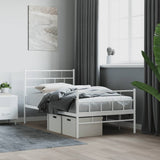 Metal Bed Frame without Mattress with Footboard White 107x203cm 355722