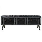 Storage Bench 110 cm Black Faux Leather 345718
