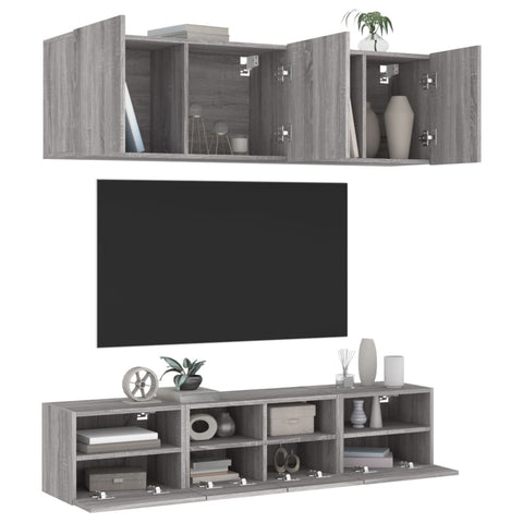 5 Piece TV Wall Units Grey Sonoma Engineered Wood 3216516