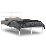 Metal Bed Frame without Mattress with Headboard White 120x190cm 355411