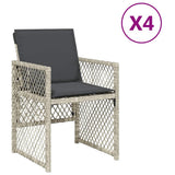 Garden Chairs with Cushions 4 pcs Light Grey Poly Rattan 364954