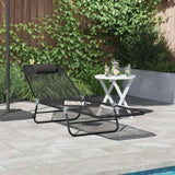Folding Sun Lounger Folding Black 182 x 55 x 85.5 cm Textilene 42003153