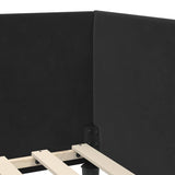 Corner Bed Frame Black 90 x 190 cm Velvet and Engineered wood 42016221