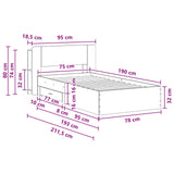 Bed Frame with Storage Grey Sonoma 75 x 190 cm Engineered Wood 3433698