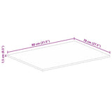 Table Top 80x70x1.5 cm Rectangular Solid Wood Rough Mango 371342