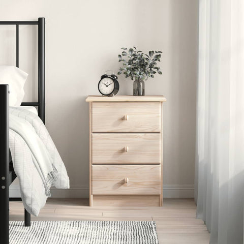 ZNTS Bedside Cabinet ALTA 41x35x55.5 Solid Wood Pine 353917