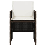 5 Piece Garden Dining Set with Cushions Brown Poly Rattan 365082