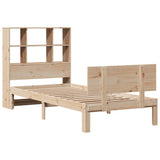 ZNTS Bookcase Bed without Mattress 75x190cm Small Single Solid Wood Pine 3322650