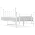 ZNTS Metal Bed Frame without Mattress with Footboard White 90x190cm 353596