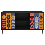TV Cabinet ESSEN 102 x 33 x 51 cm Black Oak Engineered Wood 8007062