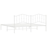 Metal Bed Frame without Mattress with Headboard White 193x203cm 373844