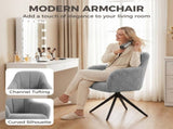 360 Degree Swivel Accent Chair, Teddy Fleece Armchair, Grey T3398P550263