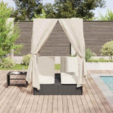 Double Sun Lounger with Roof Black 205 x 129 x 200 cm PE rattan 3376127