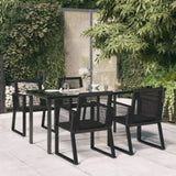 5 Piece Garden Dining Set Black PVC Rattan 3156544