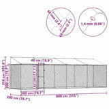 Dog Cage with Roof Silver 800 x 200 x 256 cm Steel and PE 3368303