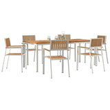 Outdoor Dining Set 7 pcs Solid Teak Wood and Stainless Steel 3334803