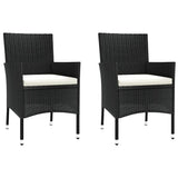 3 Piece Garden Bistro Set with Cushions Black Poly Rattan 3187440