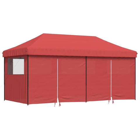 ZNTS Foldable Party Tent Pop-Up with 4 Sidewalls Burgundy 4004955