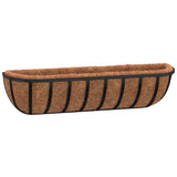 Wall Troughs 2 pcs with Coco Liners Black 61x19x16 cm Steel 319354