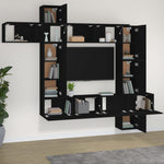 ZNTS 9 Piece TV Cabinet Set Black Engineered Wood 3114655