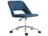 Armless Velvet-Feel Office Chair - Dark Blue T3398P329953