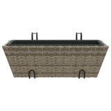 ZNTS Planters with hooks 2 pcs Grey Poly Rattan 366400