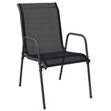 Garden Dining Set Black, Anthracite Steel, Textilene, Glass 3203728