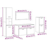 4 Piece Bathroom Furniture Set Concrete Grey Engineered Wood 3324866
