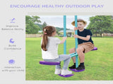 Metal Swing Set, with Seesaw, Adjustable Height, for Ages 3 Years, Purple T3398P348087