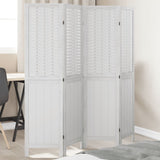 Room Divider 4 Panels White Solid Wood Paulownia 358721