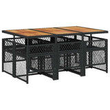 7 Piece Garden Dining Set with Cushions Black Poly Rattan 3210735