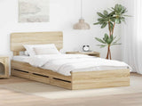 Bed Frame with Drawer Sonoma Oak 100 x 200 cm Engineered Wood 3412215