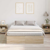 Storage Bed Frame Sonoma Oak 140 x 190 cm Engineered Wood 3335431