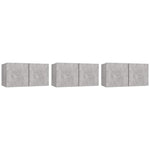 Hanging TV Cabinets 3 pcs Concrete Grey 60x30x30 cm 804522