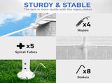 3 x 3m Four Sides Portable Home Use Waterproof Tent with Spiral Tubes White 70629289