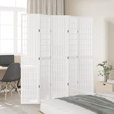 Room Divider 5 Panels White Solid Wood Paulownia 358791