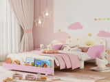 Toddler Bed with Storage, Guardrails, Sun Design, for Ages 3-8 Years, Fits 140 x 70cm Mattress, T3398P553231
