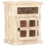 Bedside Cabinet White 40x30x50 cm Solid Mango Wood 285896