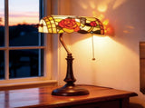 Tiffany-Style Rose and Butterfly Table Lamp - Multi T3398P425295