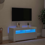TV Cabinet with LED Lights High Gloss White 90x35x40 cm 804325