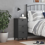 ZNTS Bedside Cabinet VIKEN Anthracite Grey Solid Wood Pine 374919