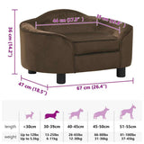 Dog Sofa Brown Plush, solid pine wood, foam 67 x 47 x 36 cm 171085