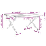 ZNTS Coffee Table X-Frame 90x90x45.5 cm Solid Wood Pine and Steel 3282753