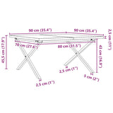 Coffee Table X-Frame 90x90x45.5 cm Solid Wood Pine and Steel 3282753