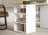 Computer Desk, Writing Table, PC Workstation with 3 Storage Shelves and Drawers, Silver Handle, for T3398P378019