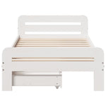 ZNTS Bed frame without Mattress White 100x200 cm Solid Wood Pine 3309045